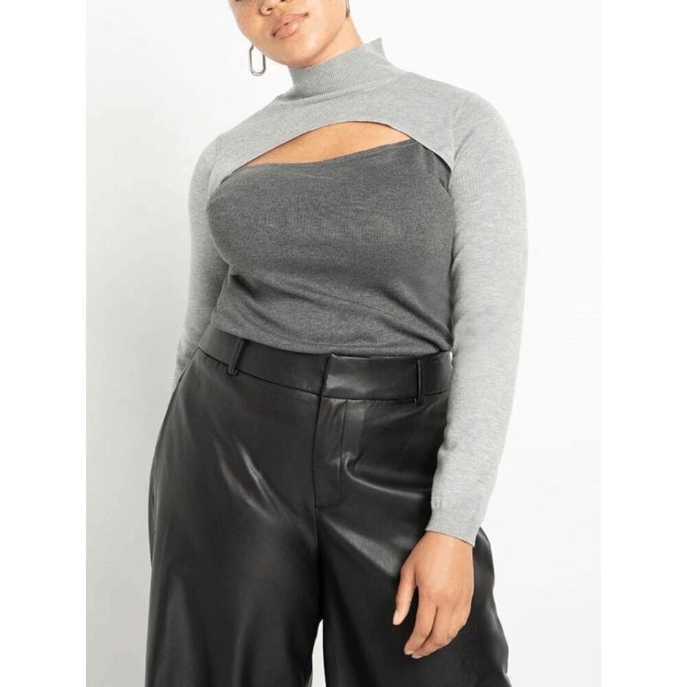 Eloquii Colorblock Sweater cutout mock turtleneck NWT